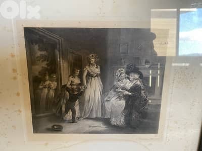 old gravure vintage antique painting