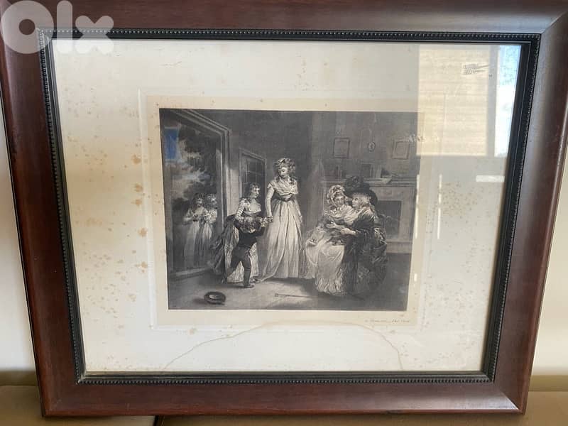 old gravure vintage antique painting 1
