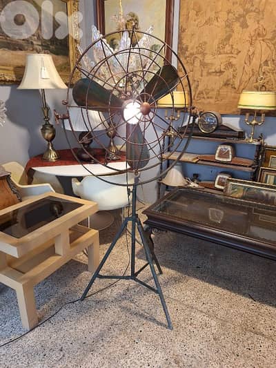 large antique tripod fan lamp
