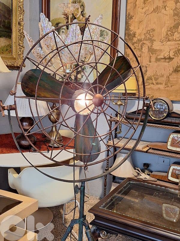 large antique tripod fan lamp 1