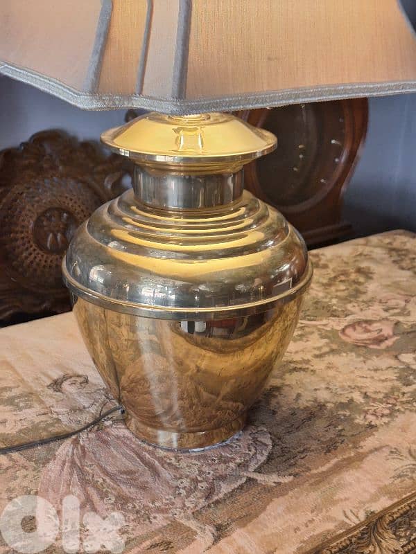 antique english large brass lamp 1