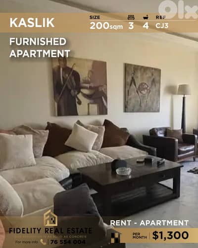 Apartment for rent in Kaslik CJ3 شقة  للإيجار في كسليك