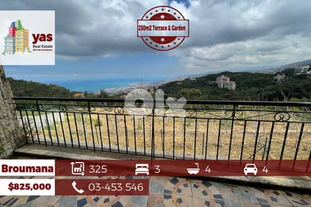 Broumana 325m2 | 250m2 Terrace/Garden | Mint Condition | Sea View |TCH
