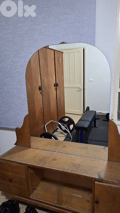 Solid Wood Sideboard + Dresser with Mirror – Classic Old Set