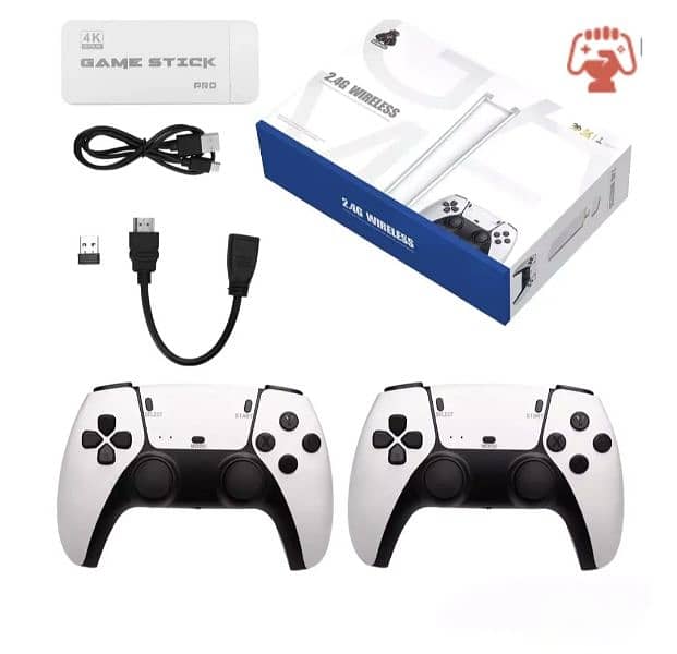 Game stick console set 2.4G wireless 3D 4k ultra HD double rocker 3