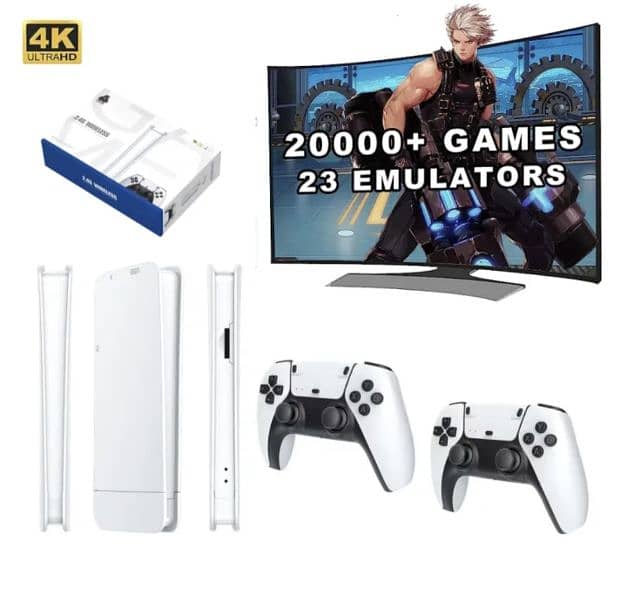 Game stick console set 2.4G wireless 3D 4k ultra HD double rocker 4