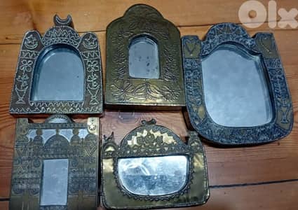 small very old brass mirrors and gadjets