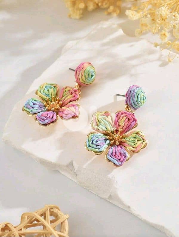 New Woman Handmade Woven Colorful Floral Boho Style Earrings 1