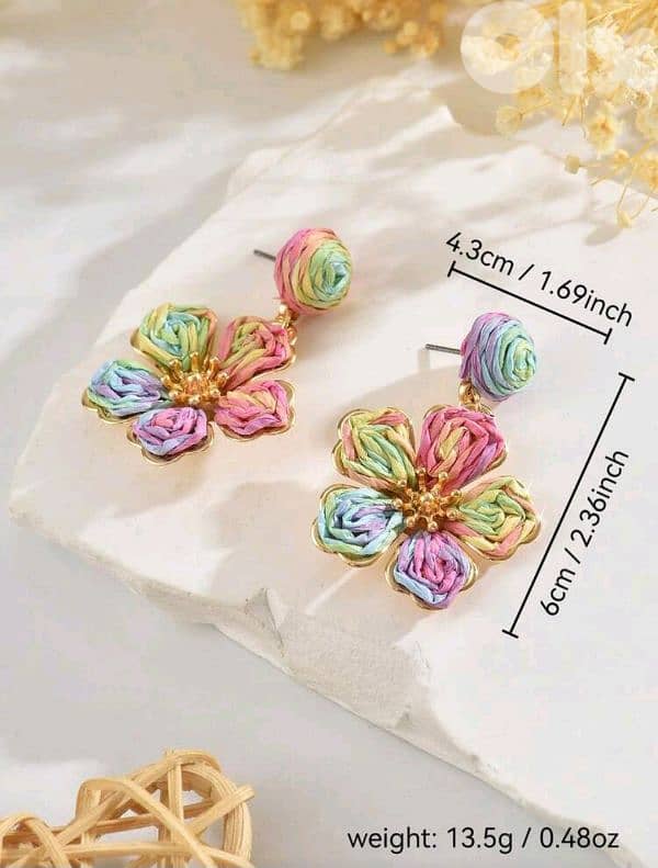 New Woman Handmade Woven Colorful Floral Boho Style Earrings 2