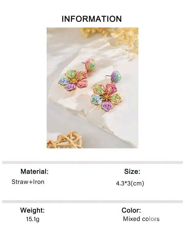 New Woman Handmade Woven Colorful Floral Boho Style Earrings 3