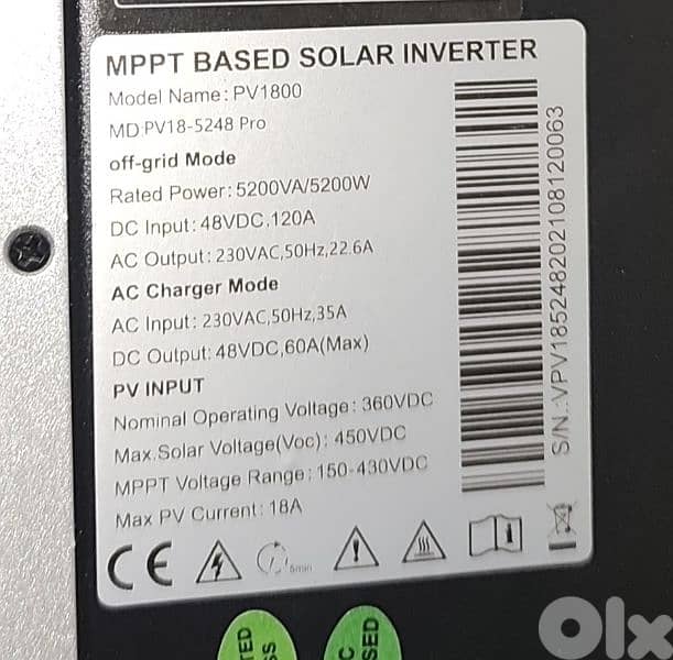 Must inverter with wifi + 6 panels JA solar 540W 2
