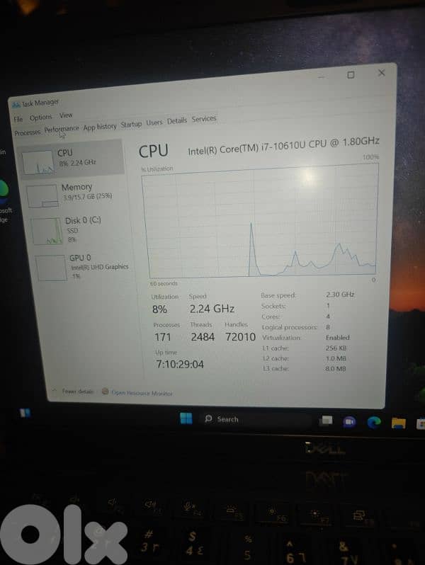 dell core i7-10610 16GB rams 4