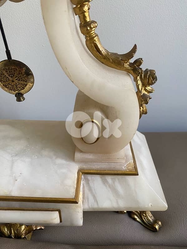 old french alabaster marble clock. works 3