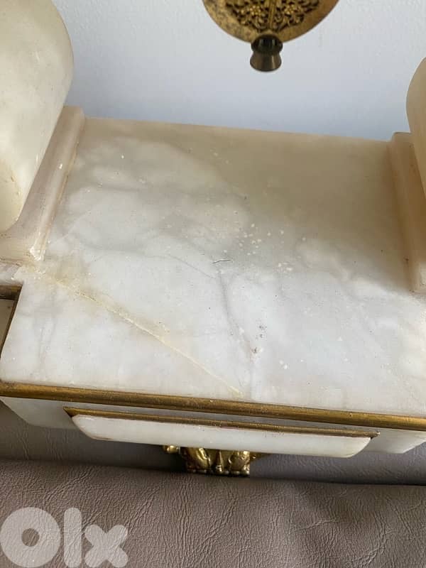 old french alabaster marble clock. works 5