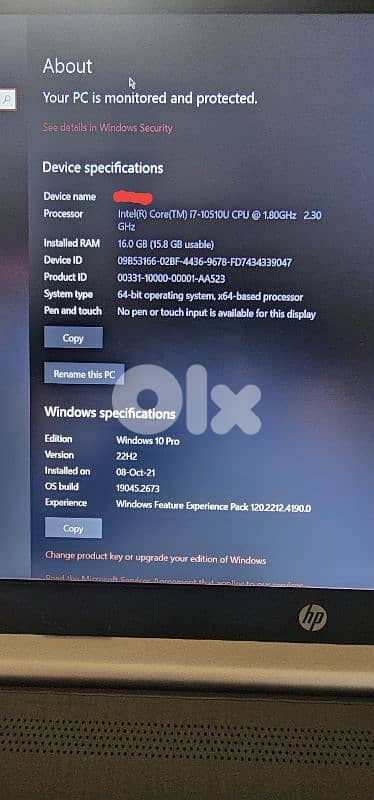 HP 15-da2225ne - i7 10th gen - 16gb ram - ssd+hdd storage 1tb 5