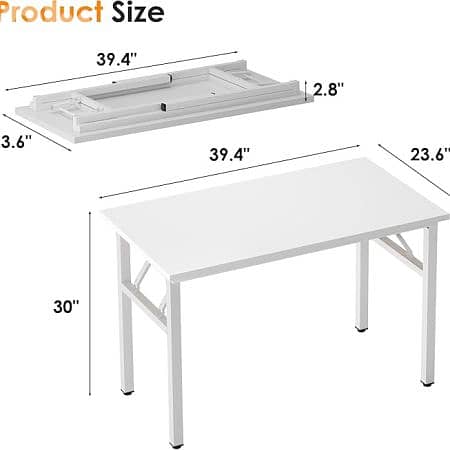 Folding Table White L 100 x W 60 x H 76 CM 1