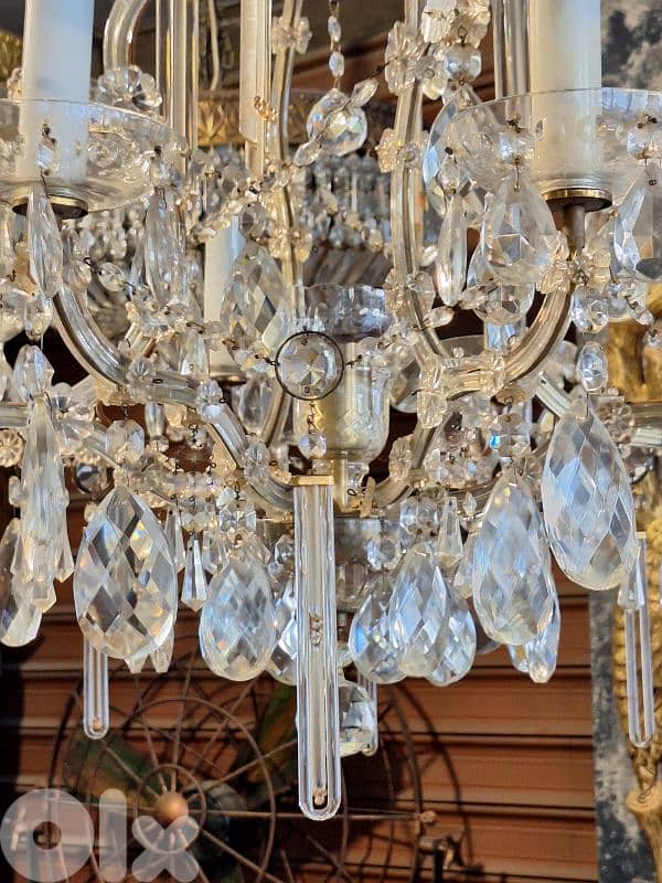 2 antique original czech marrie theresa crystal chandeliers 4