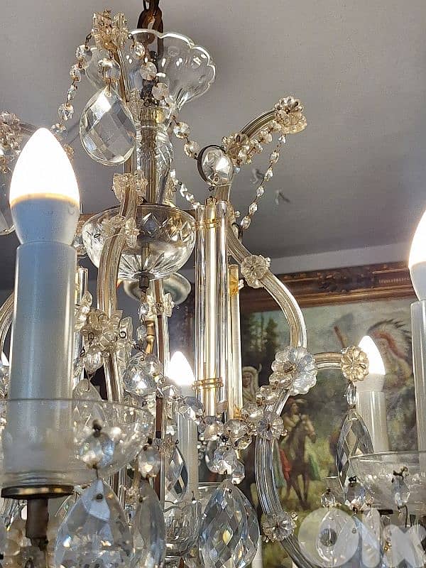 2 antique original czech marrie theresa crystal chandeliers 7