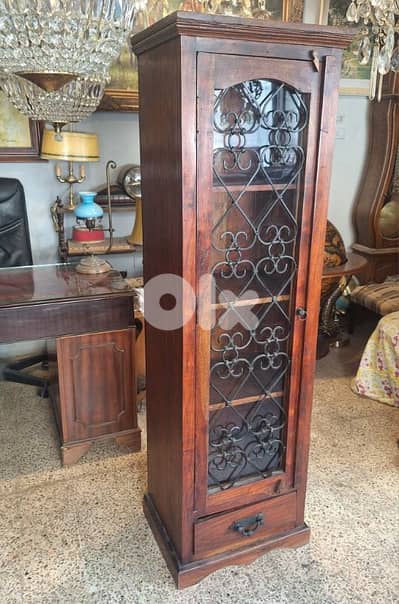 antique solid wood showcase vetrine