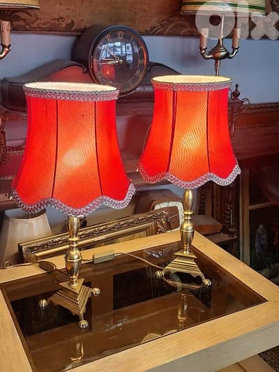2 antique italian brass lamps