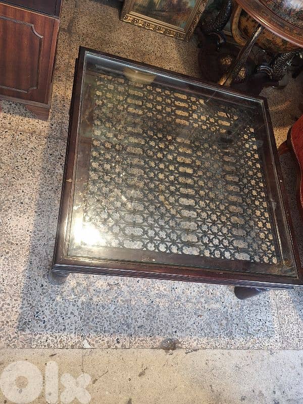 antique solid wood and iron coffee table 2