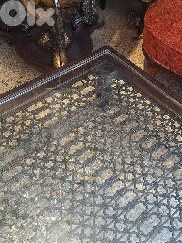 antique solid wood and iron coffee table 3