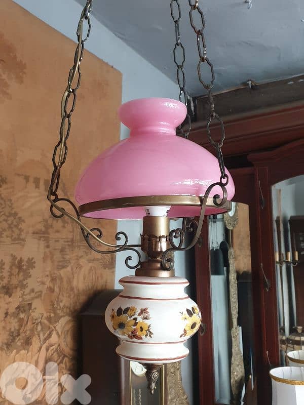 antique italian opaline and porcelain chandelier 1