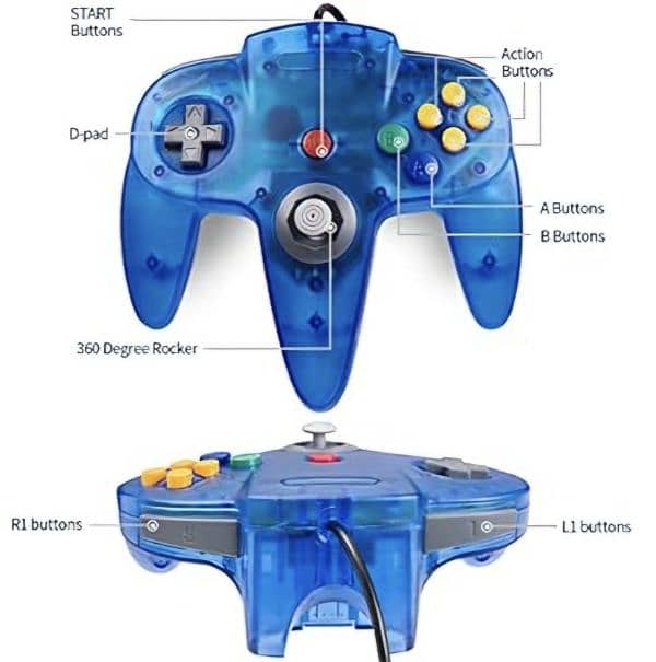 N64 controller 2 packs, Wired 64-bit Joystic (Clear Blue & Green) 3