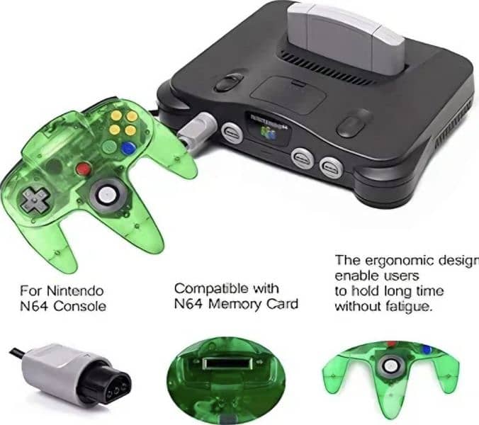 N64 controller 2 packs, Wired 64-bit Joystic (Clear Blue & Green) 10