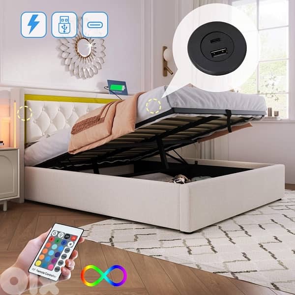 hydraulic bed USB , power jet charger , LED 4