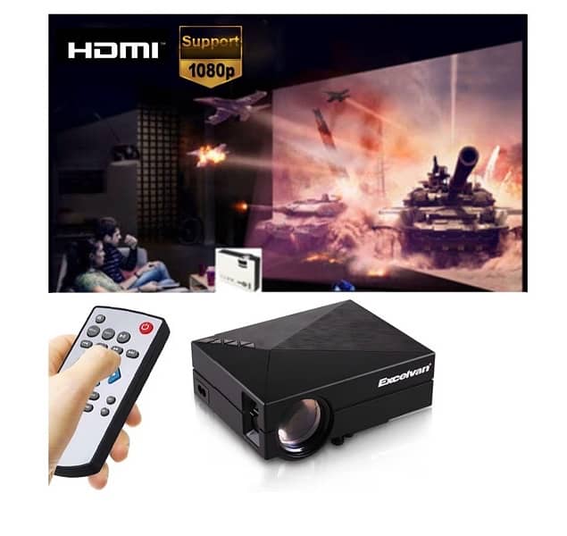 Excelvan Mini LED Projector 800x480cm PC USB HDMI VGA AV SD 2