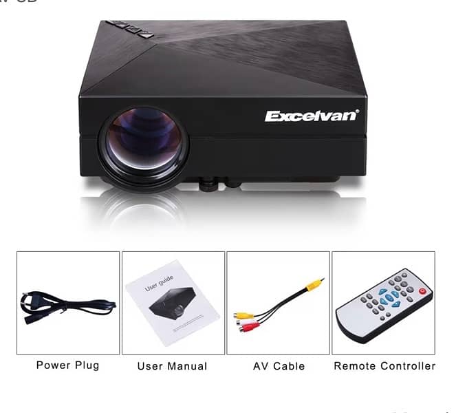 Excelvan Mini LED Projector 800x480cm PC USB HDMI VGA AV SD 8