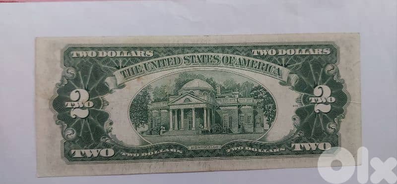 USA Two Dollars Red Seal Banknote year 1953 Memorial 1