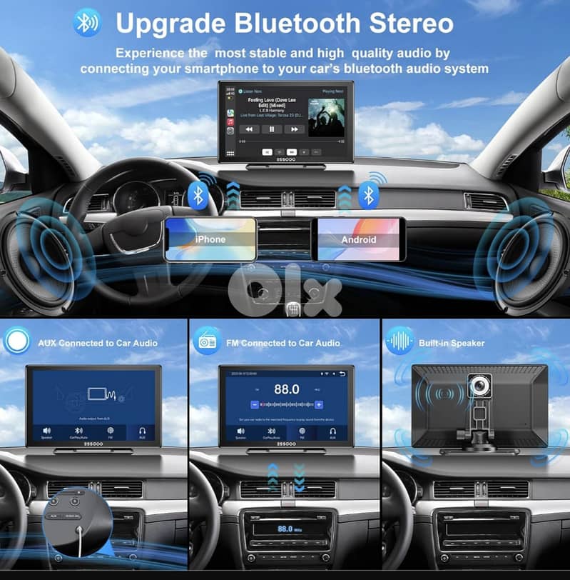 ESSGOO 9" IPS CarPlay Screen, Wireless A-pple CarPlay & Android 3