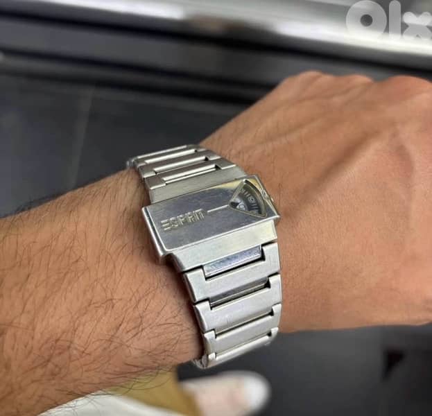 Vintage Authentic ESPRIT 805 Jump Hour Watch-Rare Retro with Box-Steel 6