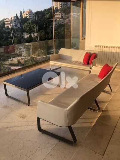 set armchair sofa leather 3 pieces