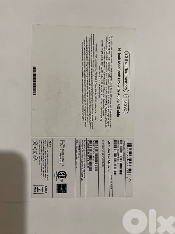 MacBook Pro M3/8G/1T 4
