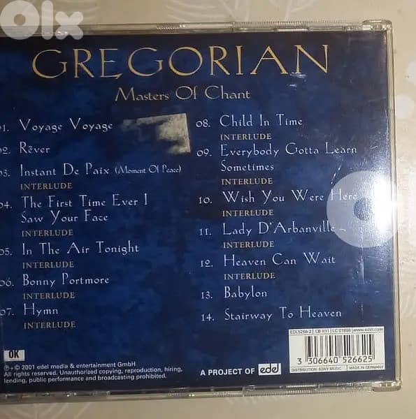 Gregorian CD / DVD albums 10$ each 1