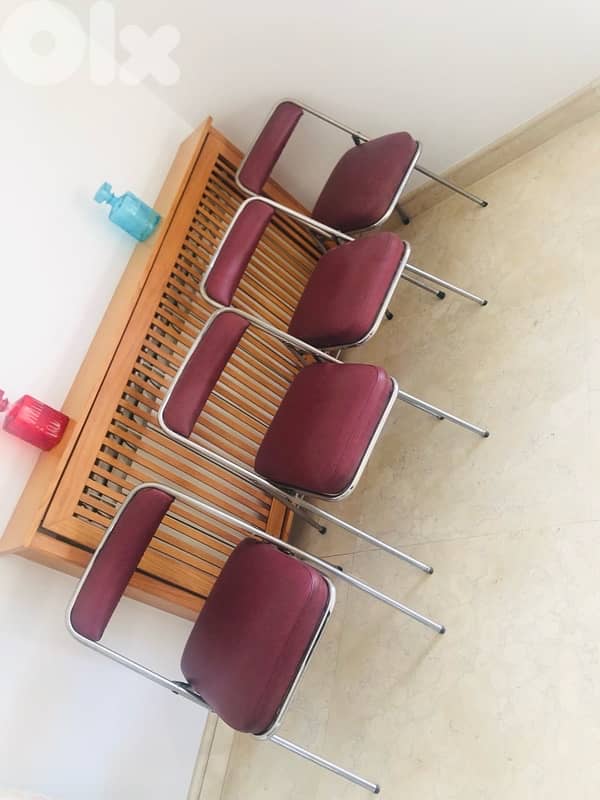 vintage chrome 1960's foldable leather chairs. 50$/chair 6