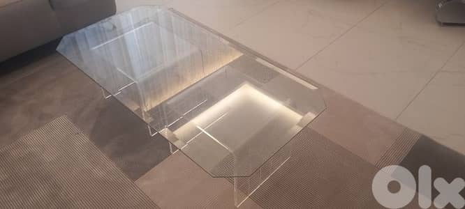 Glass Table with plexiglass support