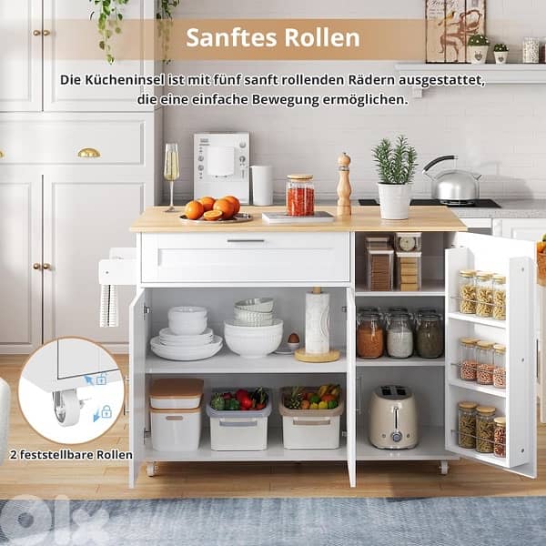 Kitchen Island with Folding Worktop 1
