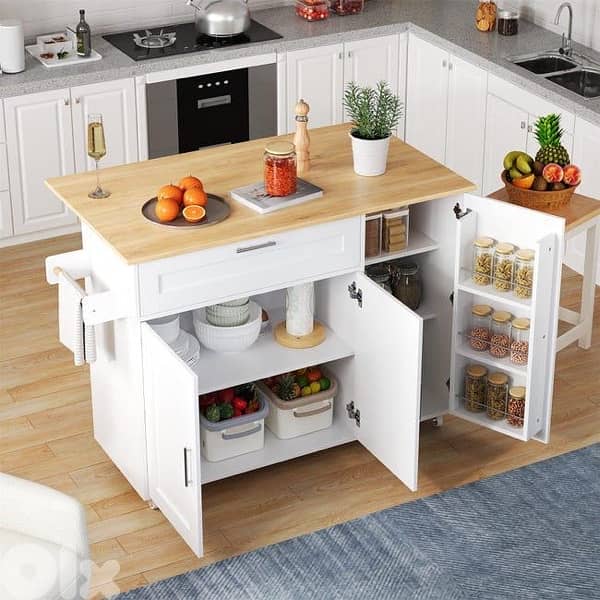Kitchen Island with Folding Worktop 2
