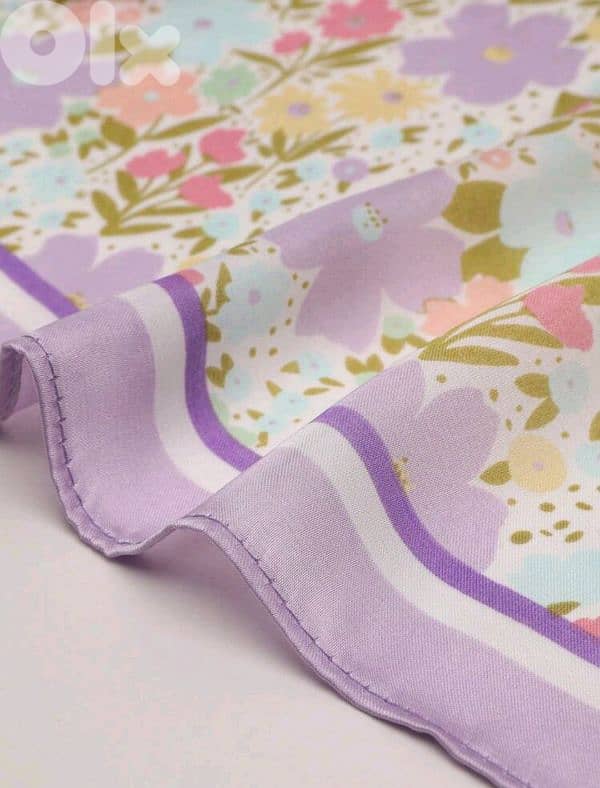 New Elegant Woman Boho Florals Print Lilac Square Scarf 4