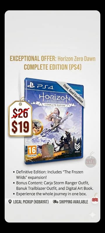 ps4 disc :Horizon zero dawn , complete edition
