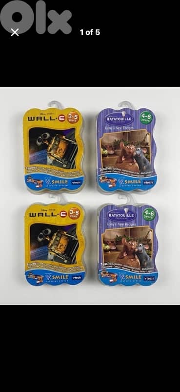 Vtech V. Smile Smartridge Games Lot WALL-E & Ratatouille Factory Sealed