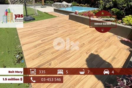 Beit Mery 335m2 | 320m2 Garden | Gated Community | Pool | TCH