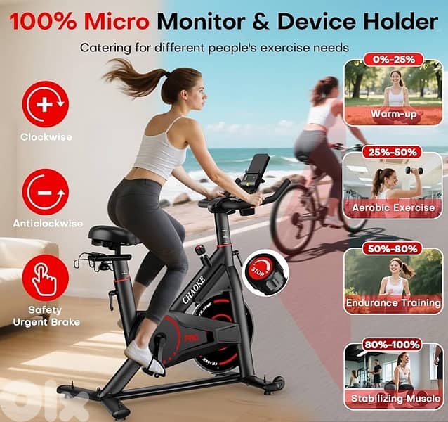 Exercise Bike, CHAOKE Quiet Adjustable Magnetic Resistance 2