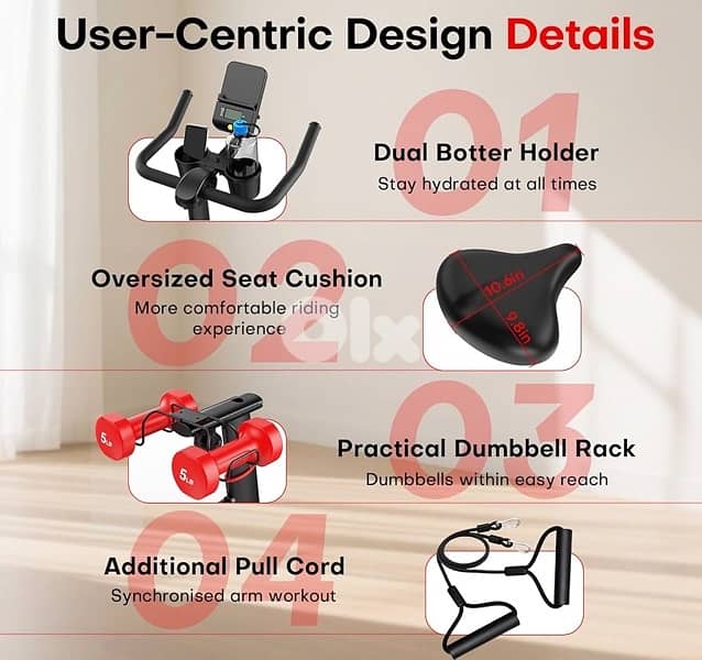 Exercise Bike, CHAOKE Quiet Adjustable Magnetic Resistance 7