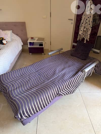 Purple Striped Convertible Chair Lounge