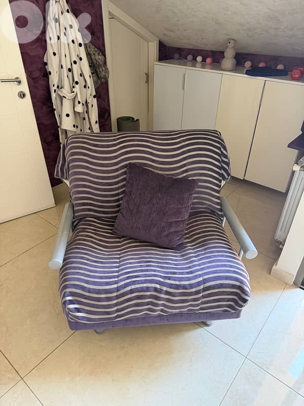 Purple Striped Convertible Chair Lounge 2